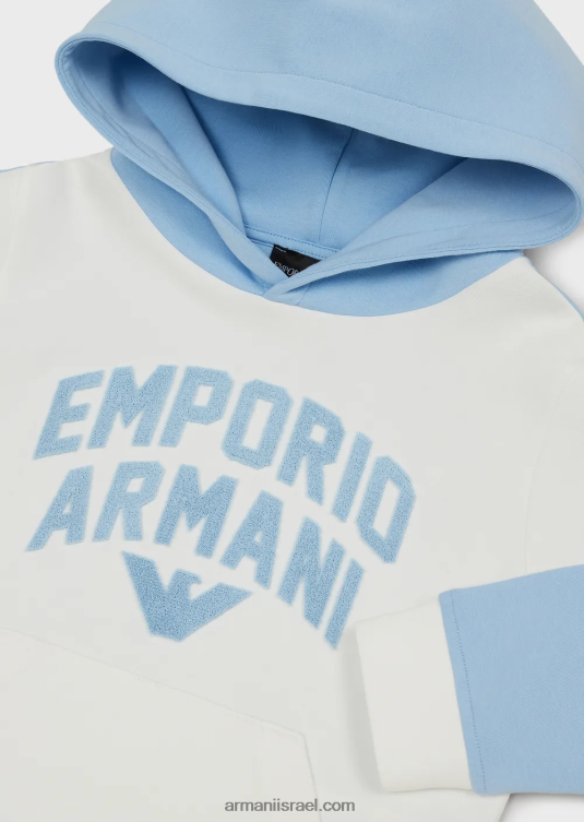 סווטשירט קפוצ'ון כפול ג'רסי עם לוגו emporio armani יֶלֶד 2RJ2F2468 לבן